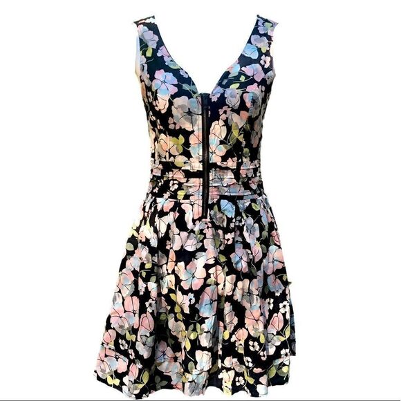 AMERICAN RAG ZIP FRONT FLORAL PRINTED FLOWY COTTON FIT & FLARE M - Picture 1 of 12